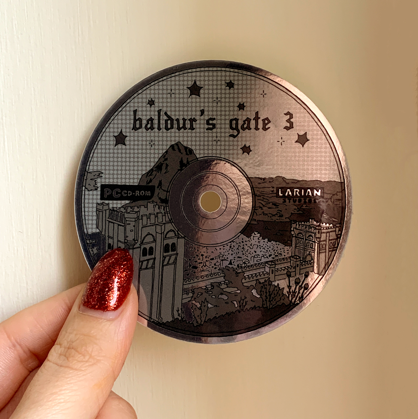 ✸ baldur's gate 3 cd rom - mirror sticker ✸