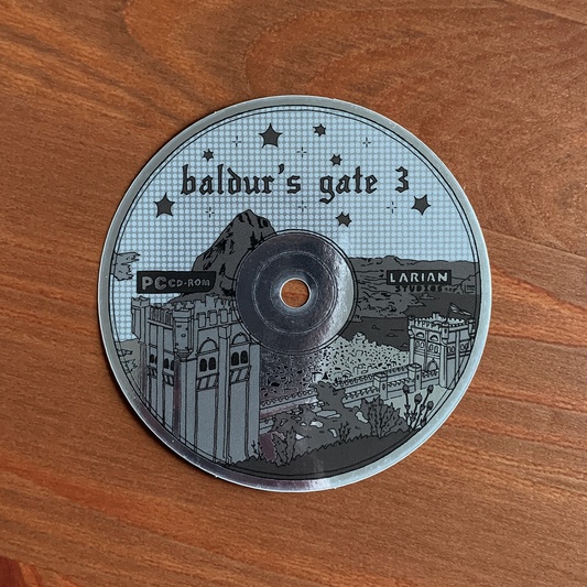 ✸ baldur's gate 3 cd rom - mirror sticker ✸